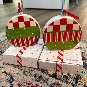 Temp-tations by Tara Christmas Ornament Holiday Recipes Set Of 2 Red Green